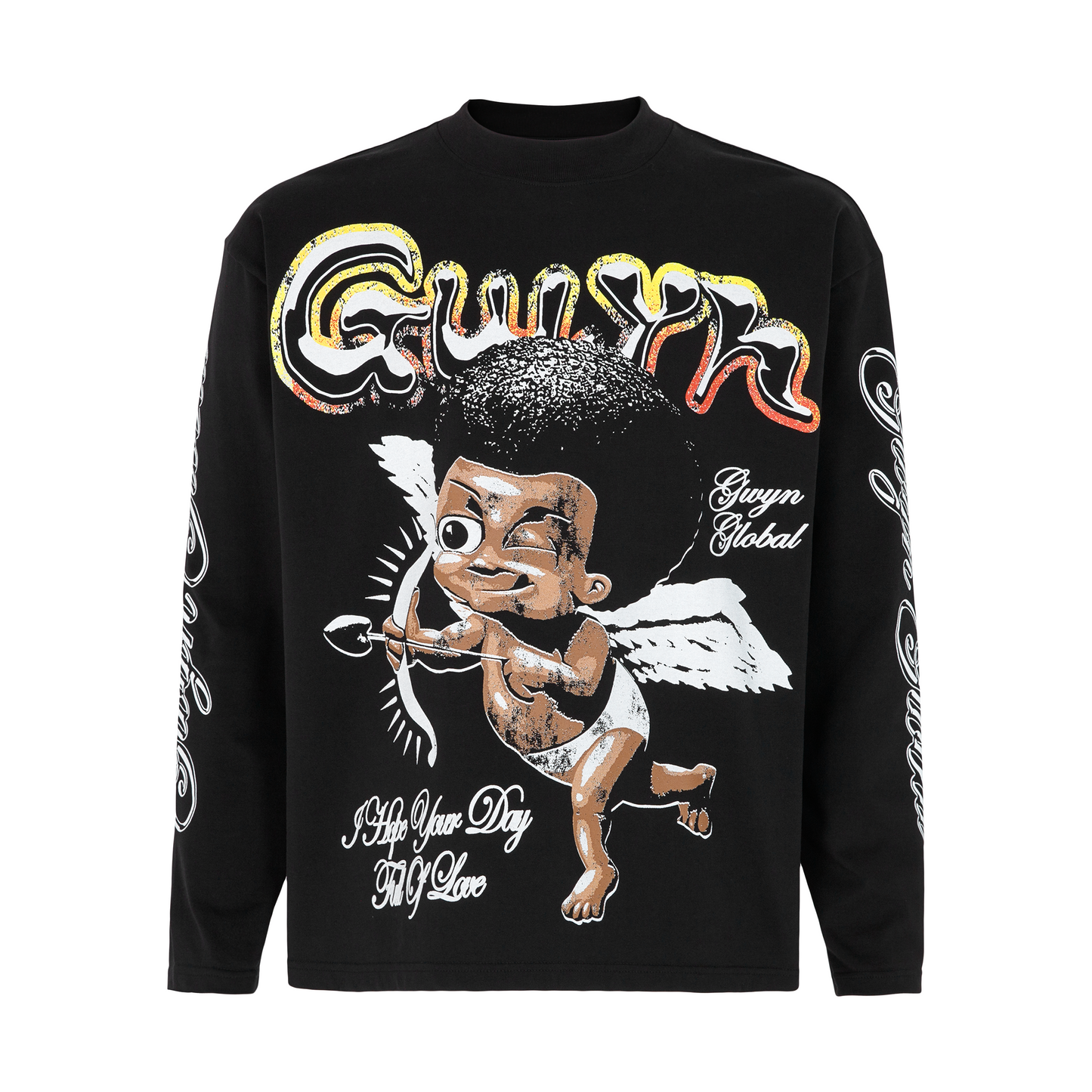 GWYN GRAPHIC PRINT LONG SLEEVED T-SHIRT/ BLACK