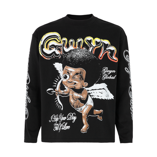 GWYN GRAPHIC PRINT LONG SLEEVED T-SHIRT/ BLACK