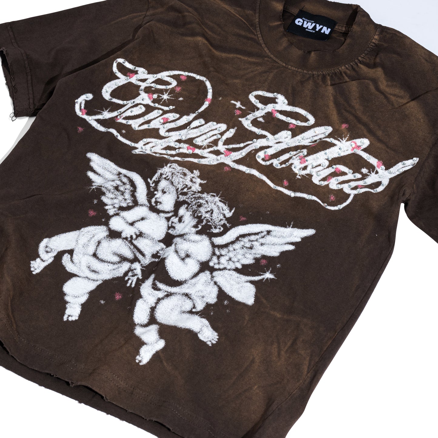 GWYN TWIN CHERUB WASH T-SHIRT/ WASHED BROWN
