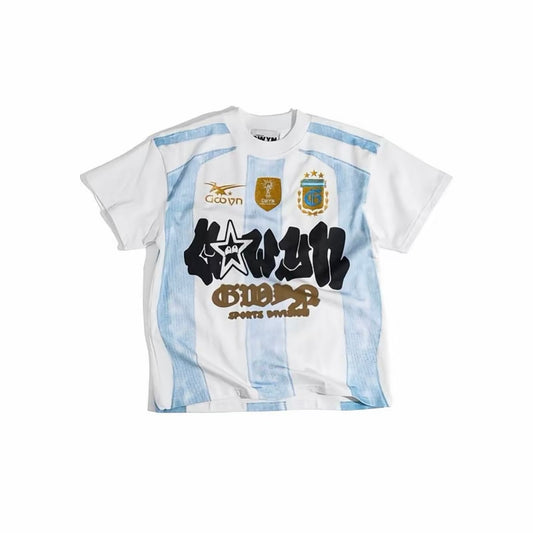 GWYN GRAPHIC FOOTBALL ARG PRINT T-SHIRT/ WHITE