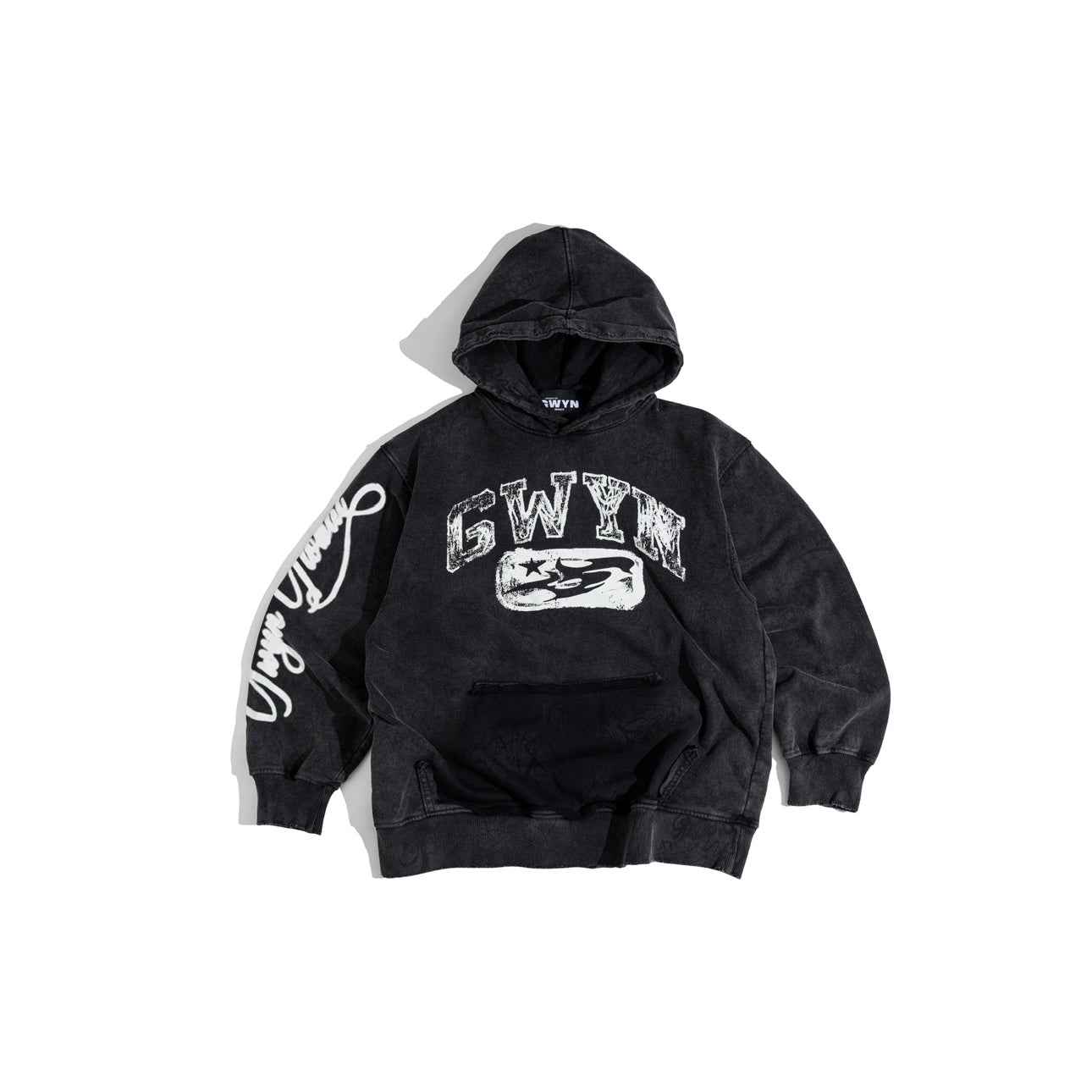 GWYN WASHED LOGO HOODIE/ WASHED BLACK