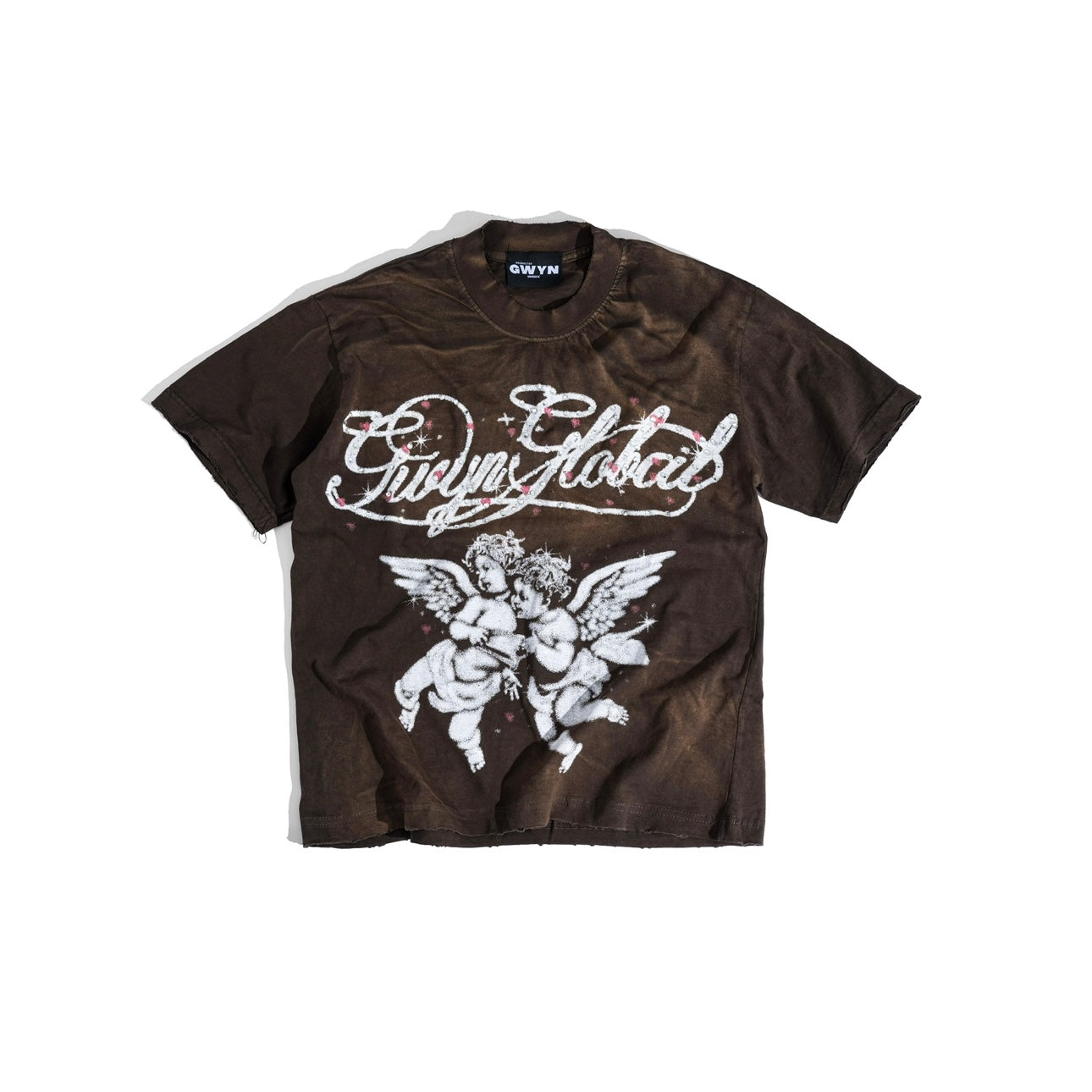 GWYN TWIN CHERUB WASH T-SHIRT/ WASHED BROWN