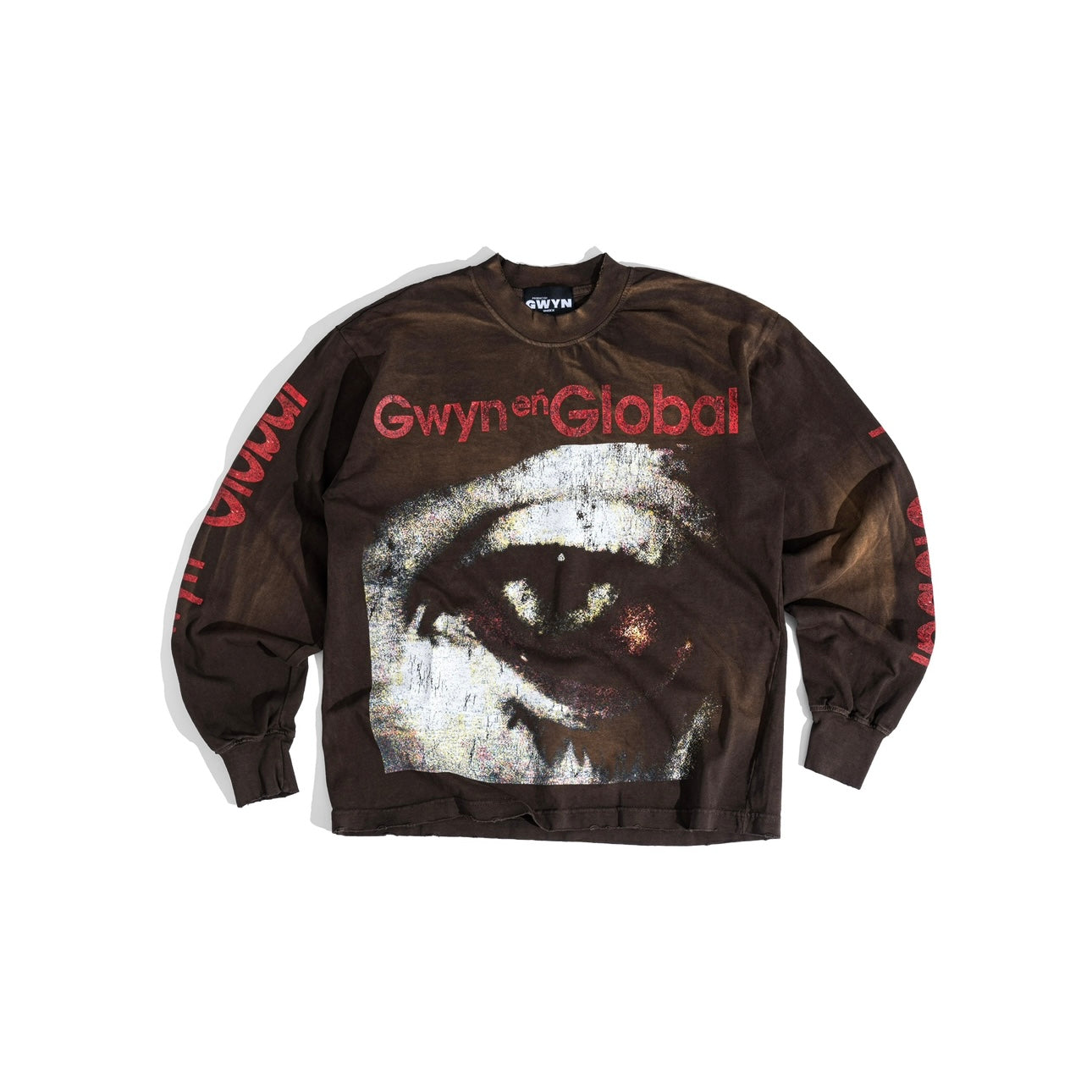 GWYN GLOBAL VISION LONG SLEEVED T-SHIRT/ WASHED BROWN